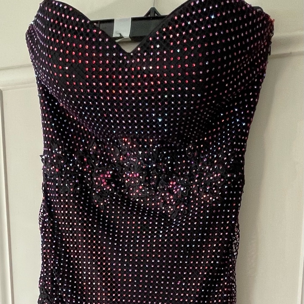 Vienna Prom Black Evening Gown with Iridescent Rhinestones